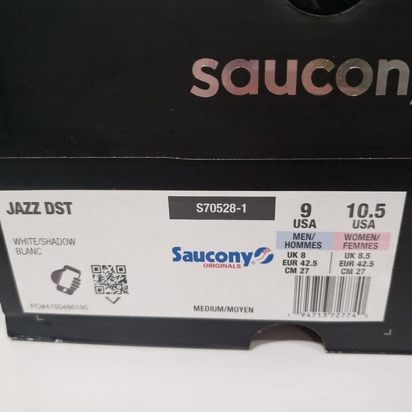 Saucony Jazz DST Sneakers in WHITE/SHADOW Unisex - Size M9 / W10.5 - Picture 2 of 9
